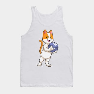 Cat at Bowling with Bowling ball Tank Top